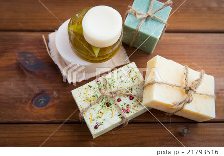 close up of handmade soap bars on wood 21793516