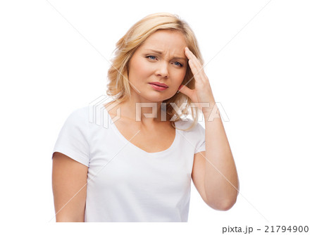 unhappy woman suffering from headache 21794900