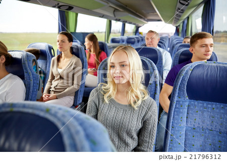 group of passengers or tourists in travel bus 21796312