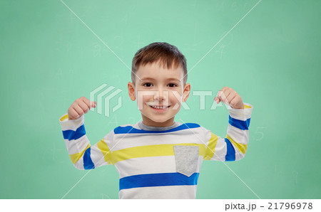 happy smiling little boy with raised hand 21796978