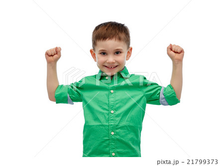 happy smiling little boy with raised hand 21799373