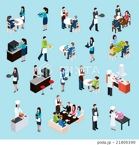 Restaurant Bar People Isometric Icons Set 21800390