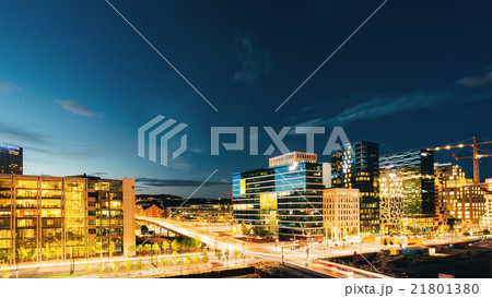 Night panoramic view of street in the city centers Night panoramic view of street in the city centers 21801380