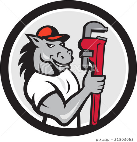 Horse Plumber Monkey Wrench Circle Cartoon Horse Plumber Monkey Wrench Circle Cartoon 21803063