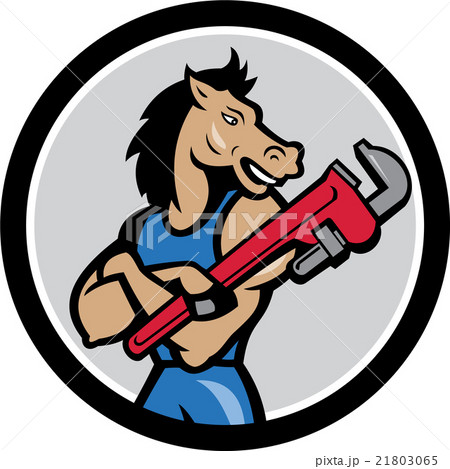 Horse Plumber Monkey Wrench Circle Cartoon Horse Plumber Monkey Wrench Circle Cartoon 21803065
