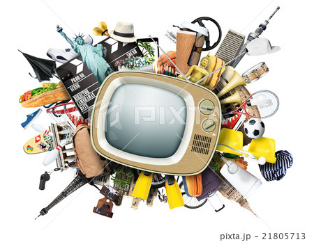 Retro TV with an antenna and different things Retro TV with an antenna and different things 21805713