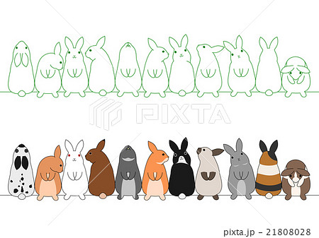 ウサギのカラーバリエーションのセットのイラスト素材