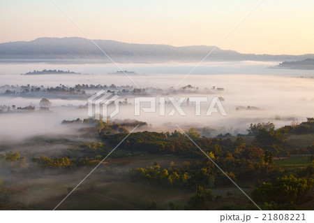 Misty morning sunrise in Khao Takhian Ngo Misty morning sunrise in Khao Takhian Ngo 21808221