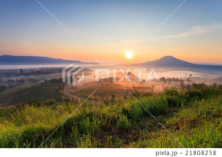 Misty morning sunrise in Khao Takhian Ngo 21808258