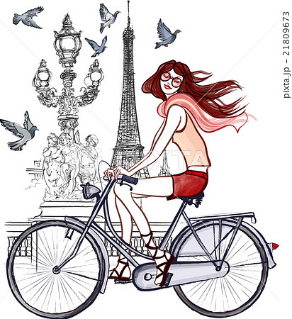 woman on Alexander III bridge in Paris 21809673