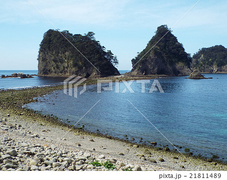 南伊豆 堂ヶ島のトンボロ現象の写真素材