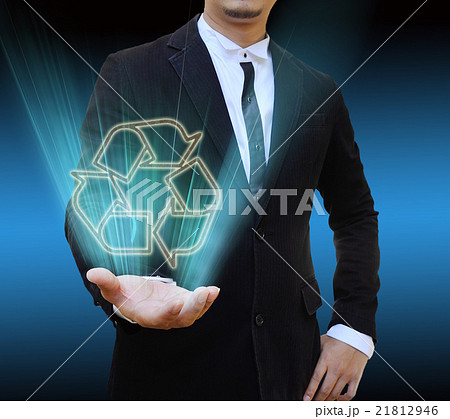businessman holding Recycle sign businessman holding Recycle sign 21812946