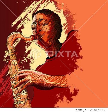 saxophonist on a grunge background 21814335