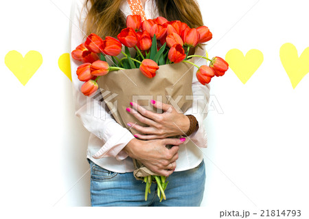 Girl and tulips Girl and tulips 21814793