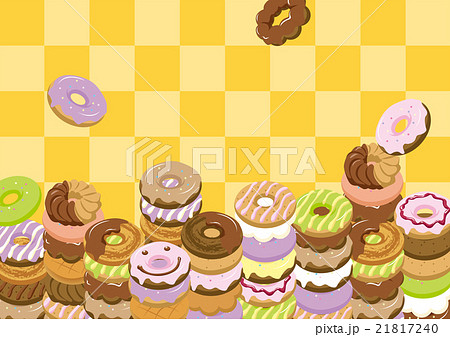 【フレーム】ドーナツ　オレンジ　横型 21817240