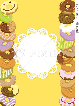 【フレーム】ドーナツ　オレンジ　縦型 21817241