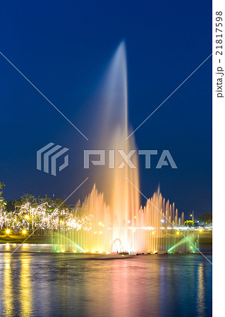 A colorful fountain in blue hour A colorful fountain in blue hour 21817598