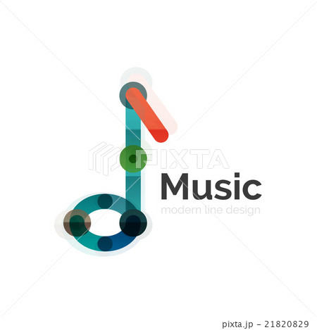 Music note logo, flat thin line geometric design Music note logo, flat thin line geometric design 21820829