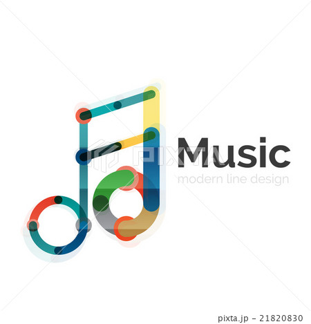 Music note logo, flat thin line geometric design 21820830