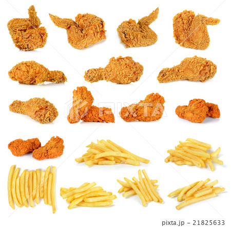 Fried chicken isolated on the white background 21825633