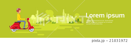 Man Ride Electrical Scooter Nature Background 21831972