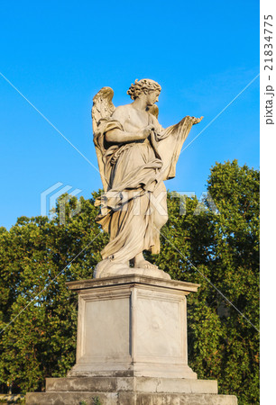 Ancient marble sculpture of angel on the bridge Ancient marble sculpture of angel on the bridge 21834775