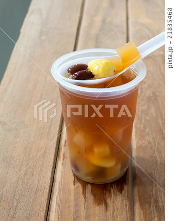 coconut jelly Mixed Fruit in Plastic glass 21835468