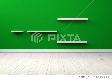 Empty interior green room white white shelf . Empty interior green room white white shelf . 21835541