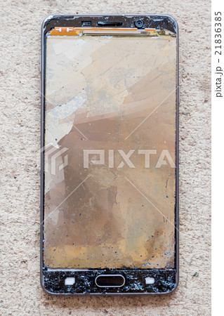 Broken screen moblie phone. Crack screen concept Broken screen moblie phone. Crack screen concept 21836385