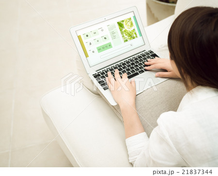 女性とPC 21837344