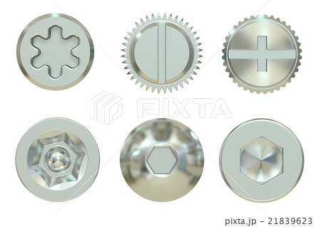 Screw and Bolt heads, 3D rendering 21839623