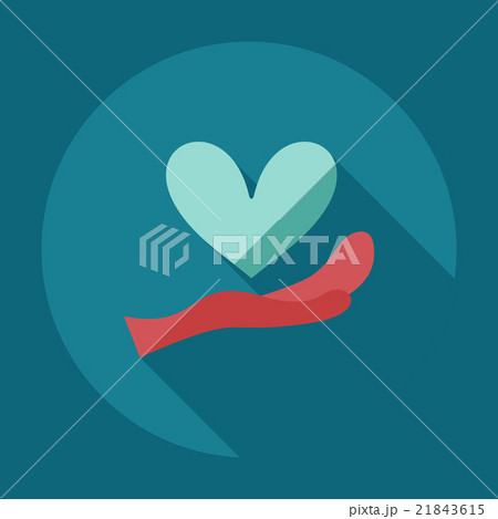 Flat modern design with shadow icons heart in hand Flat modern design with shadow icons heart in hand 21843615