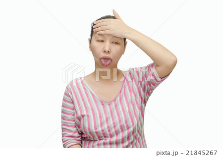 Asian woman headache isolated on white background Asian woman headache isolated on white background 21845267