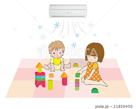 積み木遊びをする子供 エアコン  21850450