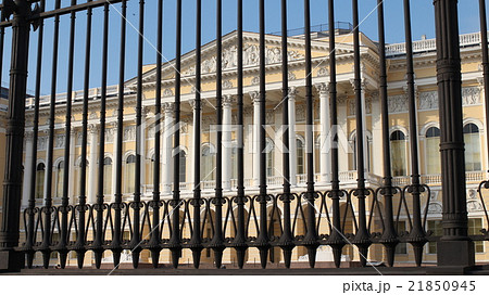 high iron fence in front of palace high iron fence in front of palace 21850945