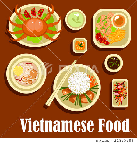 Healthy dishes flat icons of vietnamese cuisine Healthy dishes flat icons of vietnamese cuisine 21855583