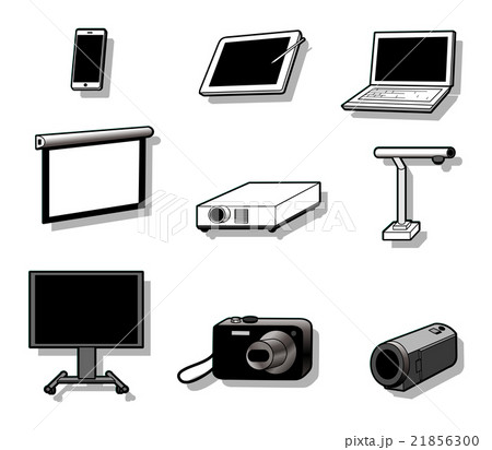 Ict機器 アイコン ブラック のイラスト素材