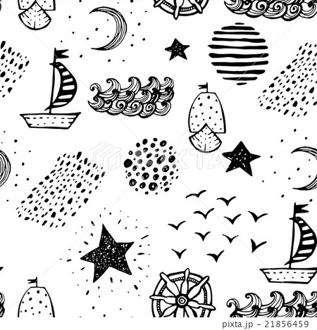 Hand drawn nautical seamless background 21856459