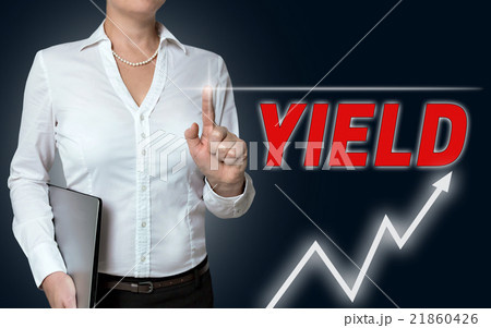 yield touchscreen is operated by businesswoman 21860426