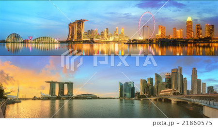 Beautiful cityscape set and collage of Marina Bay Beautiful cityscape set and collage of Marina Bay 21860575