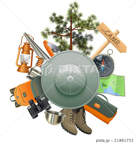 Vector Camping Concept with Hat 21861752