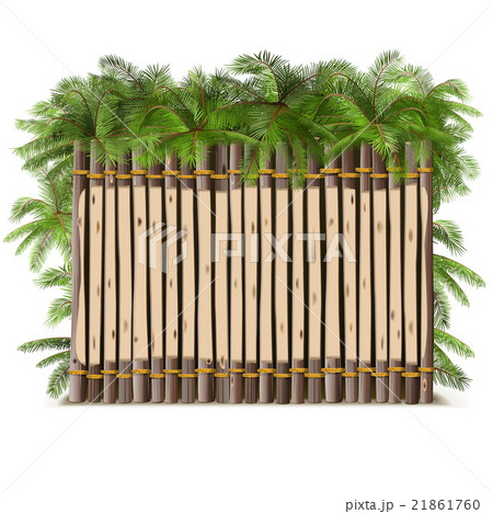 Vector Wooden Fence with Palm 21861760
