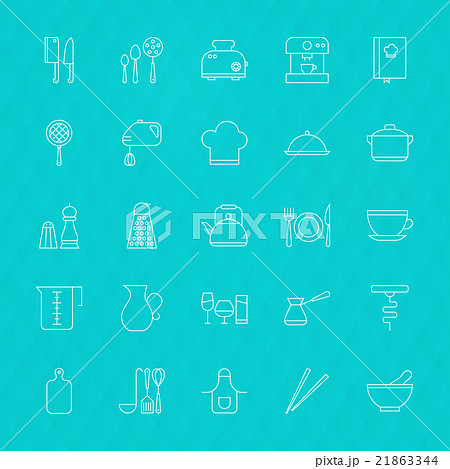 Kitchenware and Cooking Tools Line Icons Set 21863344