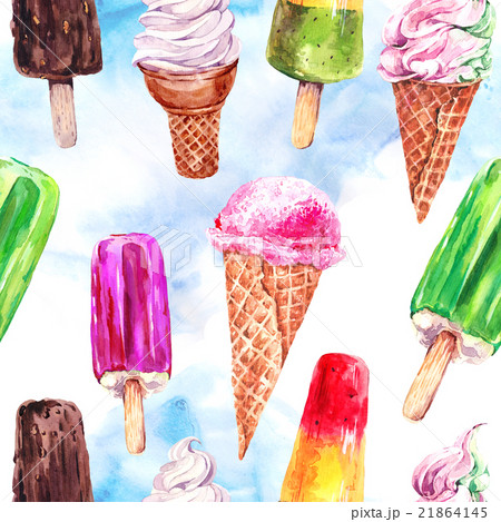 Watercolor ice cream seamless pattern Watercolor ice cream seamless pattern 21864145
