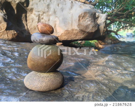 Superimposed waterfall pebble rock big stone 21867628