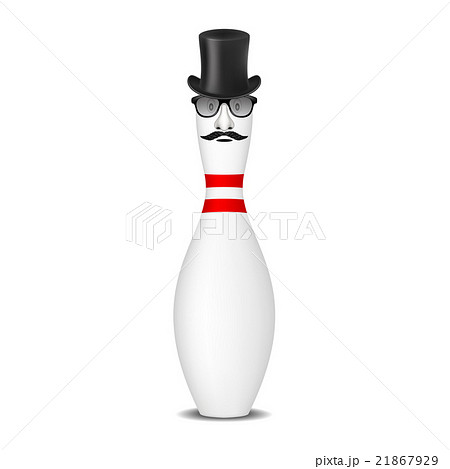 Bowling pin with hat, mustache and glasses  21867929