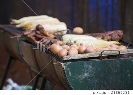 grilled sweet corn, egg and yam 21869251