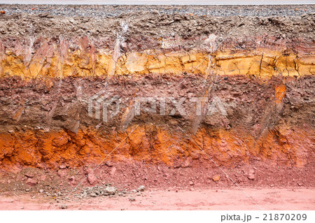 Layer of soil beneath the asphalt road 21870209