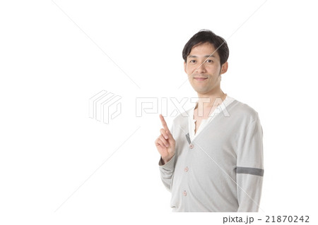 指差しポーズの男性の写真素材