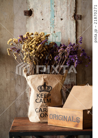 dried lavender flowers in sackcloth bag dried lavender flowers in sackcloth bag 21870271